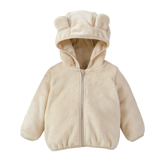GYRATEDREAM Toddler Boys Girls Bear Ears Shape Fleece Warm Hoodies Clothes Zip-up Light Jacket Tops Sweatshirt Outwear for 1-6Y Khaki