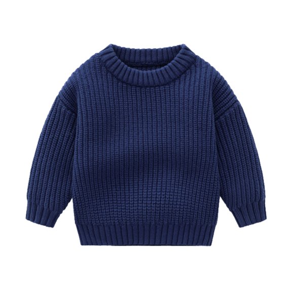 GYRATEDREAM Toddler Boys Girls Crewneck Sweaters Kids Fall Long Sleeve Cute knit Pullover Shirts Tops for 1-9Y Blue