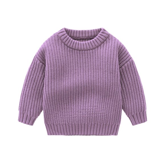 GYRATEDREAM Toddler Boys Girls Crewneck Sweaters Kids Fall Long Sleeve Cute knit Pullover Shirts Tops for 1-9Y Purple