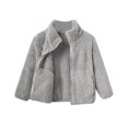 thumbnail image 1 of GYRATEDREAM Toddler Boys Girls Fleece Jacket Baby Autumn Winter Solid Thickened Zipper Long Sleeve Stand Collar Coat Kids Warm Coral Velvet Outwear Gray for 12M-15T, 1 of 8