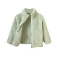 thumbnail image 1 of GYRATEDREAM Toddler Boys Girls Fleece Jacket Baby Autumn Winter Solid Thickened Zipper Long Sleeve Stand Collar Coat Kids Warm Coral Velvet Outwear Light Green for 12M-15T, 1 of 8