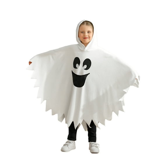 1-6T Toddler Girls Boys Ghost Cape Costume Kids Baby Halloween Hooded Cloak Party Trick-or-Treating Cosplay