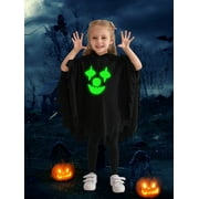 GYRATEDREAM Toddler Boys Girls Halloween Ghost Cape Kids Halloween Cloak Hats Outfits Sets 1-6T