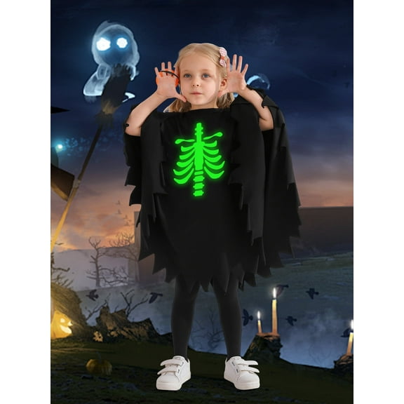 GYRATEDREAM Toddler Boys Girls Halloween Ghost Cape Kids Halloween Cloak Hats Outfits Sets 1-6T