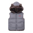 thumbnail image 1 of GYRATEDREAM Toddler Boys Girls Hooded Puffer Vest Padded Warm Winter Jacket Lightweight Sleeveless Bear Ears Zipper Up Coat for 4-5Y Gray, 1 of 6