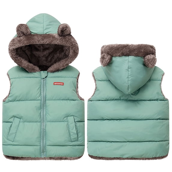 GYRATEDREAM Toddler Boys Girls Hooded Puffer Vest Padded Warm Winter Jacket Sleeveless Bear Ears Zipper Up Coat with Pocket 1-6Y