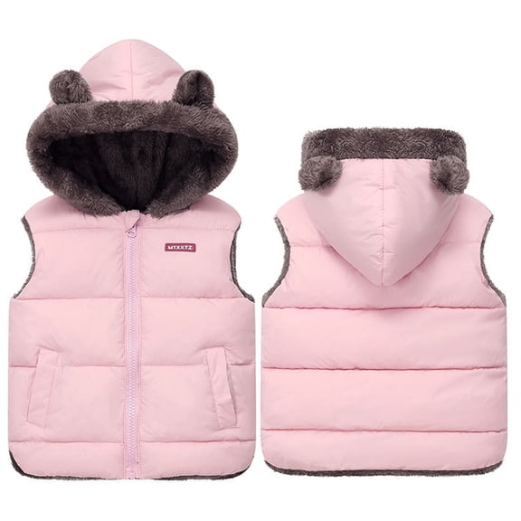 GYRATEDREAM Toddler Boys Girls Hooded Puffer Vest Padded Warm Winter Jacket Sleeveless Bear Ears Zipper Up Coat with Pocket 1-6Y