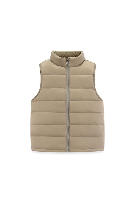 Toddler Boys Girls Light Weight Down Vest, Baby Solid Color Lightweight Stand Collar Sleeveless Jacket, Kids Zip up Puffer Down Vest for 1-16 Years