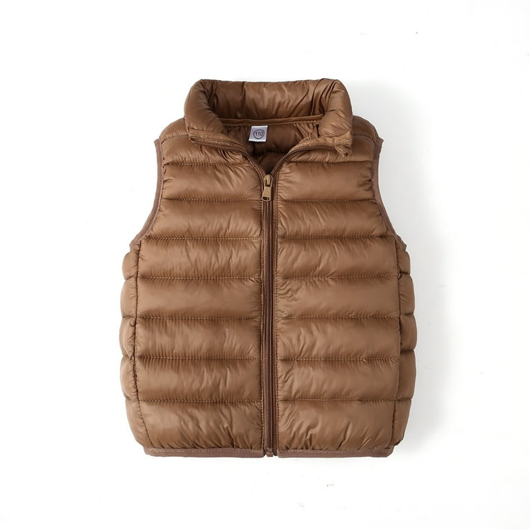 GYRATEDREAM Toddler Boys Girls Light Weight Down Vest Baby Solid Color Lightweight Stand Collar Sleeveless Jacket Kids Zip up Puffer Down Vest for