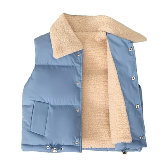 GYRATEDREAM Toddler Boys Girls Puffer Cotton Vest Lightweight Sleeveless Button Jackets Winter Fall Vests Quilted Coat for 1-2Y Blue