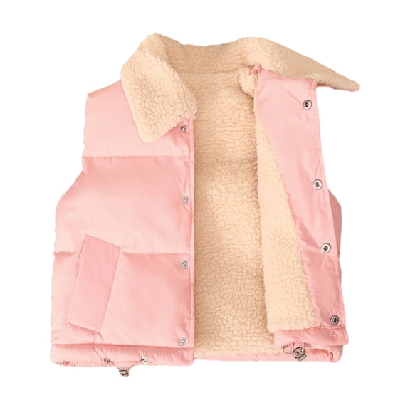 GYRATEDREAM Toddler Boys Girls Puffer Cotton Vest Lightweight Sleeveless Button Jackets Winter Fall Vests Quilted Coat for 4-5Y Pink