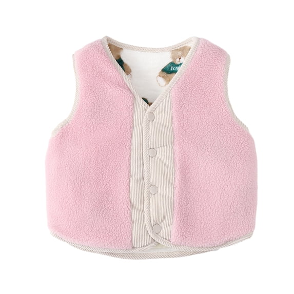 GYRATEDREAM Toddler Boys Girls Reversible Vest Warm Sleeveless Fleece Jacket Children Button Down Waistcoat Fall Winter Outerwear 6-7T