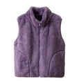 thumbnail image 1 of GYRATEDREAM Toddler Boys Girls Sleeveless Fleece Jacket Baby Solid Stand Collar Windproof Zipper Thicken Warm Vest Outerwear Kids Winter Waistcoat Deep Purple for 4-12Y, 1 of 6