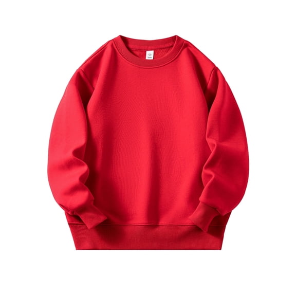 GYRATEDREAM Toddler Boys Girls Solid Pullovers Sweatshirt Long Sleeve T-Shirt Kids Cotton Crewneck Warm Tops Blouse for 4-5Y Red