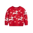thumbnail image 1 of GYRATEDREAM Toddler Boys Girls Sweatshirts Christmas Reindeer Fleece Crewneck Pullover Xmas Winter Warm Sweaters Tops for 6Y Red, 1 of 7