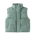 thumbnail image 1 of GYRATEDREAM Toddler Boys Girls Zip up Puffer Vest Baby Stand Collar Quilted Gilet Sleeveless Jackets Outwear with Pockets Kids Fall Winter Warm Down Waistcoat Green for 3-10 Years, 1 of 2