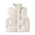 thumbnail image 1 of GYRATEDREAM Toddler Boys Girls Zip up Puffer Vest Baby Stand Collar Quilted Gilet Sleeveless Jackets Outwear with Pockets Kids Fall Winter Warm Down Waistcoat White for 3-10 Years, 1 of 2