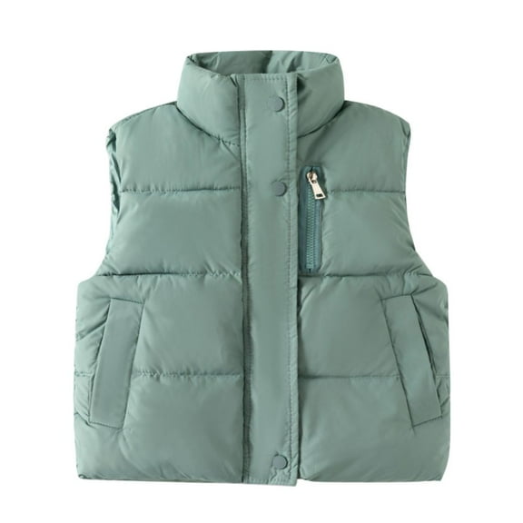 GYRATEDREAM Toddler Boys Girls Zip up Puffer Vest Baby Stand Collar Quilted Gilet Sleeveless Jackets Outwear with Pockets Kids Fall Winter Warm Down Waistcoat Green for 3-10 Years