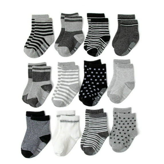 GYRATEDREAM Toddler Boys Grip Socks 12 Pairs Non Slip Socks for Toddler Kids with Gripper Girl Socks for 0-7 Years