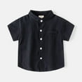 thumbnail image 1 of GYRATEDREAM Toddler Boys Short Sleeves Button Down Shirt Solid Top with Chest Pocket Summer Casual Clothes, 6-7 Years, 1 of 3