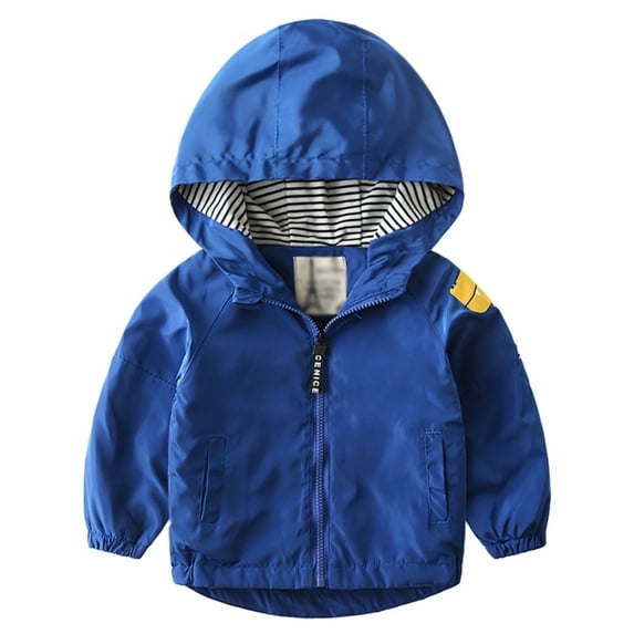 GYRATEDREAM Toddler Boys Windbreaker Casual Outerwear Kids Lightweight Zip Hooded Jacket Baby Cute Dust Coat for 5-6Y Blue