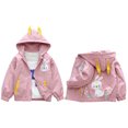 thumbnail image 1 of GYRATEDREAM Toddler Fall Windbreaker Jackets Girls Spring Rabbit Outerwear Lightweight Coat Long Sleeve Casual Hoodie 1-7Y Pink, 1 of 10
