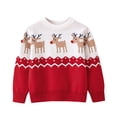 thumbnail image 1 of GYRATEDREAM Toddler Girl Boy Christmas Sweater Baby Xmas Crewneck Long Sleeve Reindeer Print Pullover Sweater Sweatshirt Kids Warm Fall Winter Clothes for 2-6 Years Red, 1 of 5