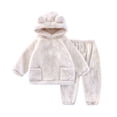 thumbnail image 1 of GYRATEDREAM Toddler Girl Boy Fall Winter Clothes Baby Warm Fleece Hooded Bear Ear Sweatshirt Tops and Pants 2Pcs Outfits Kids Fuzzy Sweatsuit with Pocket Milky White for 1-7 Years, 1 of 3