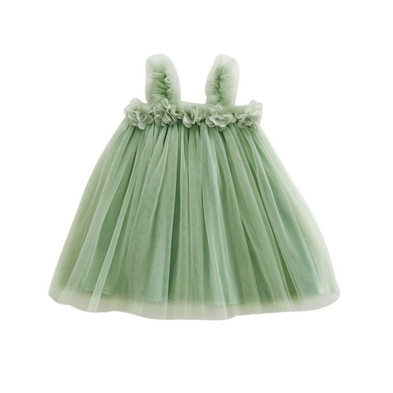GYRATEDREAM Toddler Girl Layered Tulle Tutu Dress Summer Dress Strap Floral Dress Sleeveless Backless Princess Birthday Formal Wedding Party Dresse