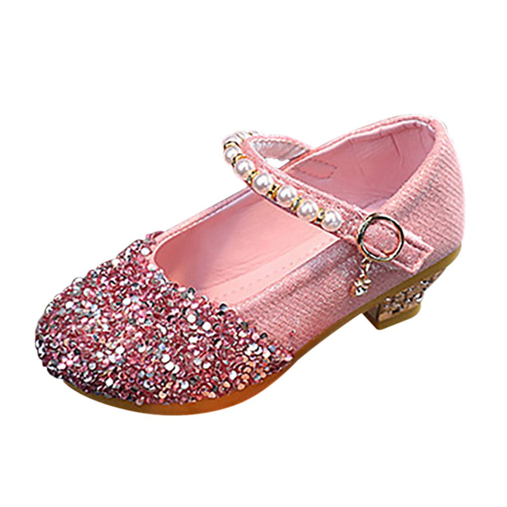 GYRATEDREAM Toddler Girl Mary Jane Shoes Low Heel Dress Shoes Glitter
