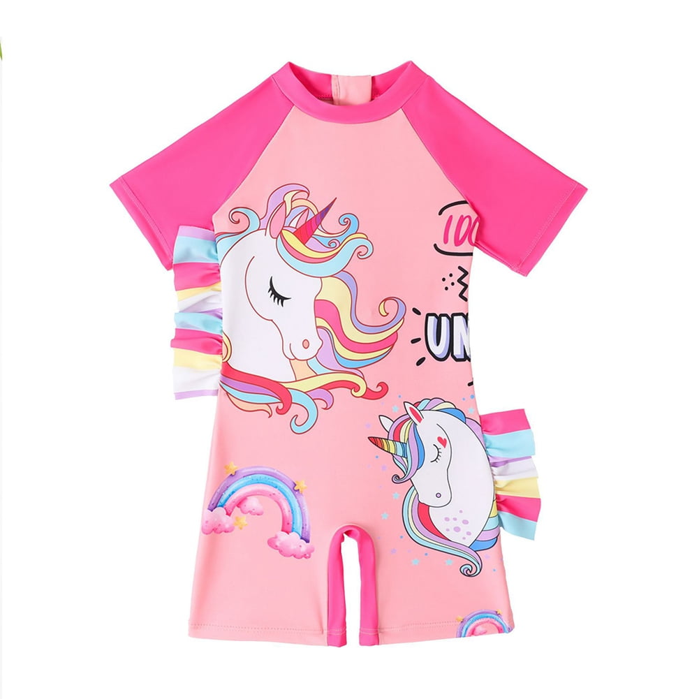 GYRATEDREAM Toddler Girl Rash Guard Swimsuit One Piece Zipper Swimwear