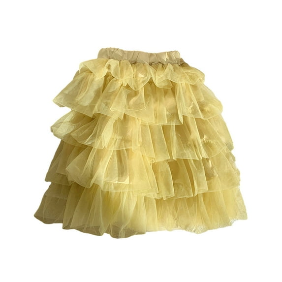 GYRATEDREAM Toddler Girl Tutu Tulle Skirt Elastic High Waist Layered Mesh Tiered A-line Skirt for Girl 2-7 Years