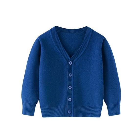 GYRATEDREAM Toddler Girls Boys Cardigans Sweater Coat Kids Long Sleeve Button down Open-Front Knitwear Jacket Children Solid Color Fall Winter Warm Clothes School Uniform for 3-10 Years Royal Blue
