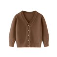 thumbnail image 1 of GYRATEDREAM Toddler Girls Boys Cardigans Sweater Coat Kids Long Sleeve Button down Open-Front Knitwear Jacket Children Solid Color Fall Winter Warm Clothes School Uniform for 3-10 Years Dark Brown, 1 of 4