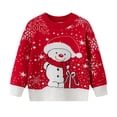 thumbnail image 1 of GYRATEDREAM Toddler Girls Boys Christmas Knit Sweater Baby Xmas Crewneck Snowflake Snowman Print Pullover Sweatshirt Knitwear Tops Kids Warm Fall Winter Clothes Red for 3-7Y, 1 of 7
