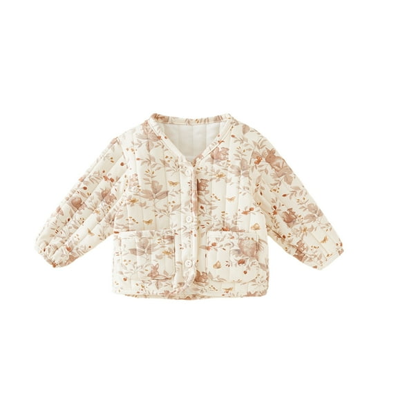 GYRATEDREAM Toddler Girls Boys Fall Winter Jacket Baby Cotton Long Sleeve Button down Graphic Print Cardigan Coat Unisex Kids Warm Thicken Outwear for 2-9 Years