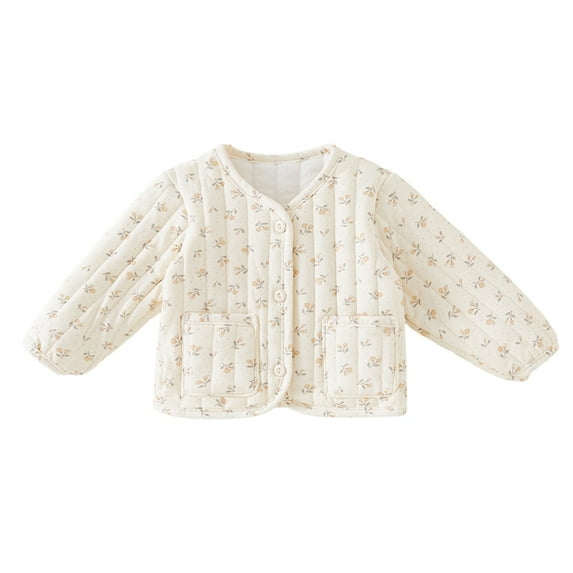GYRATEDREAM Toddler Girls Boys Fall Winter Jacket Baby Cotton Long Sleeve Button down Graphic Print Cardigan Coat Unisex Kids Warm Thicken Outwear for 2-9 Years