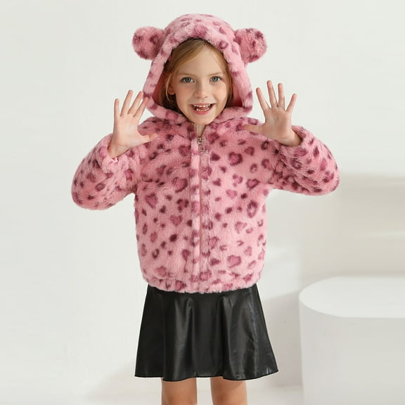 GYRATEDREAM Toddler Girls Boys Fleece Hoody Jacket Zip Up Teddy Coat Warm Winter Outwear 2-7T