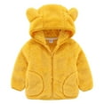 thumbnail image 1 of GYRATEDREAM Toddler Girls Boys Hooded Fleece Jacket Baby Bear Ears Zip Up Solid Color Outwear Coat with Pockets Kids Fall Winter Clothes Ginger for 1-7Y, 1 of 8