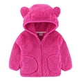thumbnail image 1 of GYRATEDREAM Toddler Girls Boys Hooded Fleece Jacket Baby Bear Ears Zip Up Solid Color Outwear Coat with Pockets Kids Fall Winter Clothes Deep Pink for 1-7Y, 1 of 3