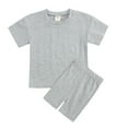 thumbnail image 1 of GYRATEDREAM Toddler Girls Boys Short Sets Summer Outfits Solid T-Shirt+Biker Jogger Shorts Girls 2 Piece Outfits Tracksuit Set 9 Months-13 Years, 1 of 1