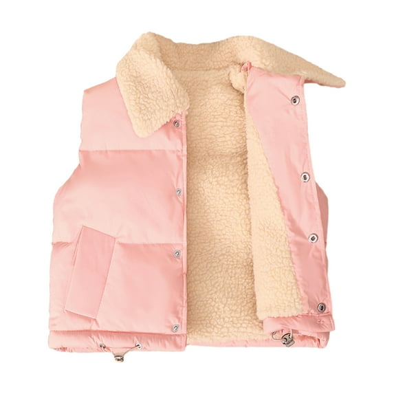 GYRATEDREAM Toddler Girls Boys Winter Warm Vest Coat Fleece Vest Sleeveless Jacket Kids Solid Waistoat Outwear, Pink
