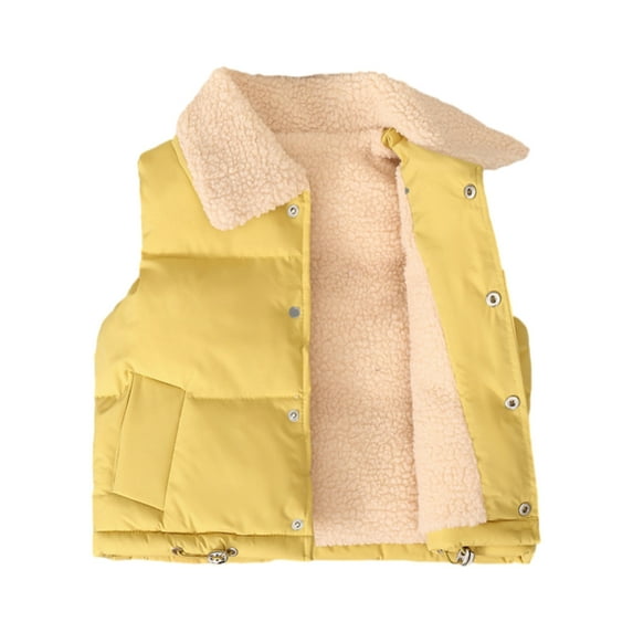 GYRATEDREAM Toddler Girls Boys Winter Warm Vest Coat Fleece Vest Sleeveless Jacket Kids Solid Waistoat Outwear, Yellow