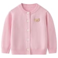 thumbnail image 1 of GYRATEDREAM Toddler Girls Crewneck Cardigan Long Sleeve Children Button Cotton Sweater Uniform Sweaters for 7Y Pink, 1 of 10