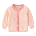 thumbnail image 1 of GYRATEDREAM Toddler Girls Crewneck Cardigan Sweaters Long Sleeve Kids Button Cotton School Uniform Knit Tops Outwear for 1-2Y Pink, 1 of 10