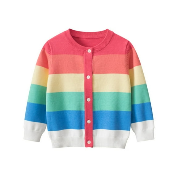 GYRATEDREAM Toddler Girls Crewneck Cardigan Sweaters Long Sleeve Kids Button Cotton School Uniform Knit Tops Outwear for 2Y Multi-color