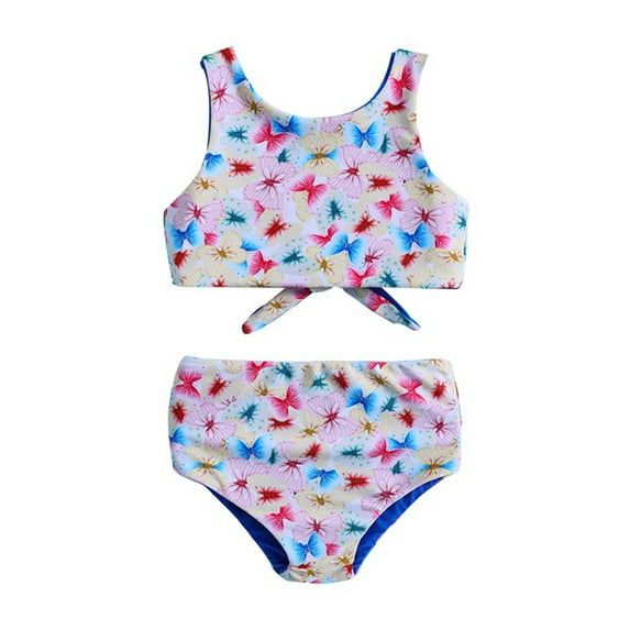 GYRATEDREAM Toddler Girls Cropped 2-Piece Swimsuits Sleeveless Tankini Bathing Suit Summer Outfit Set with UPF50+ Sun Protection