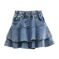 thumbnail image 1 of GYRATEDREAM Toddler Girls Denim Skirt Elastic Waist Flared Pleated Ruffle Jean Skirts for Kids, 1-2 Years, 1 of 7
