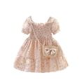 thumbnail image 1 of GYRATEDREAM Toddler Girls Dress Kids Square Neck Smocked Ruffle Casual Dress Home Party Play Wear, 1 of 4