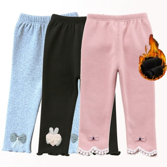 GYRATEDREAM Toddler Girls Leggings Thick Fleece Trousers Infant Baby Tights Stretchy Legging 0-4 Years